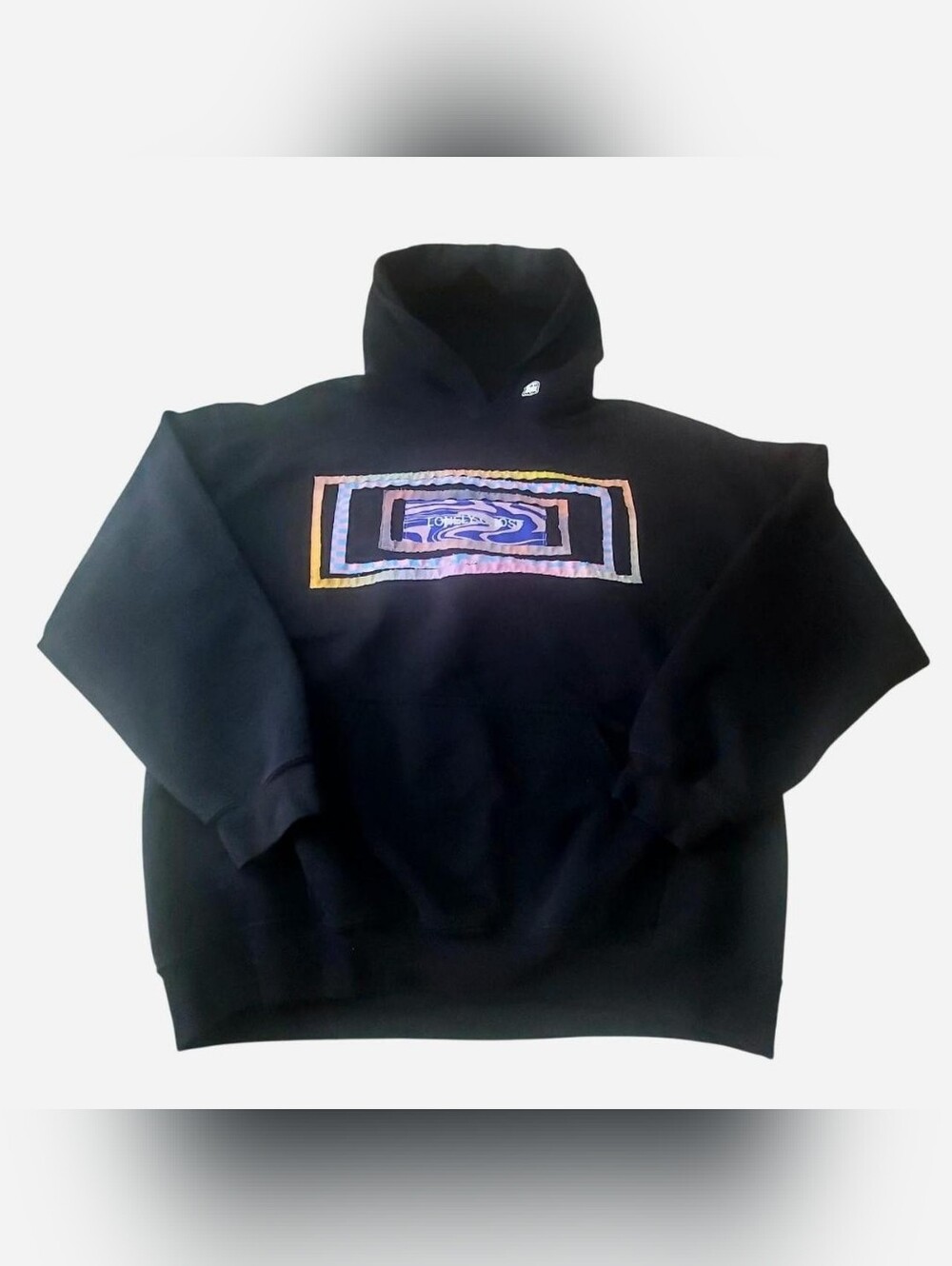 Lonely Ghost Hoodie Mens Large Black Drawstring Embroidered Streetwear
